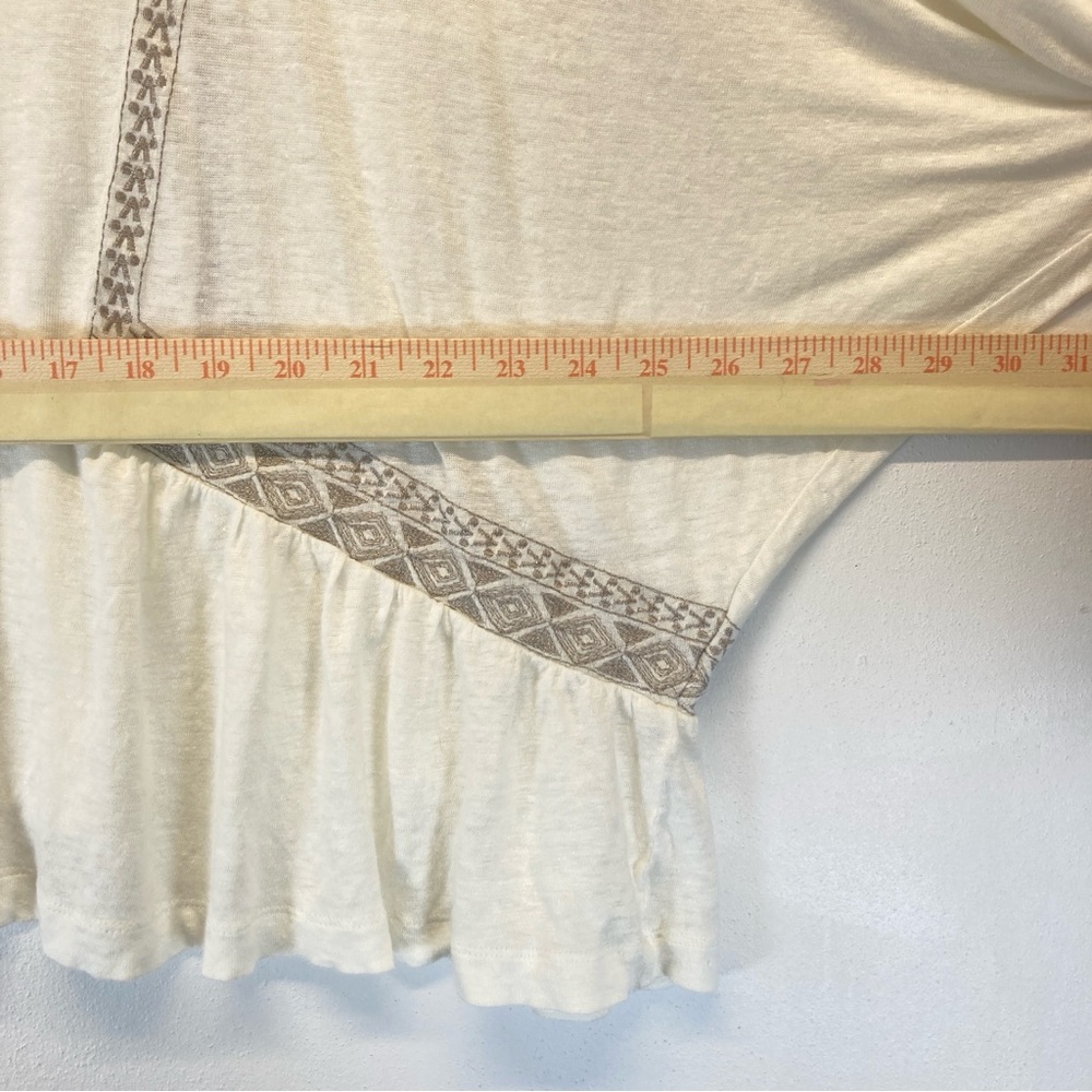 Anthropologie Akemi + Kin Top Women 100% Linen Embroidered Ivory Silver XL - Picture 8 of 11